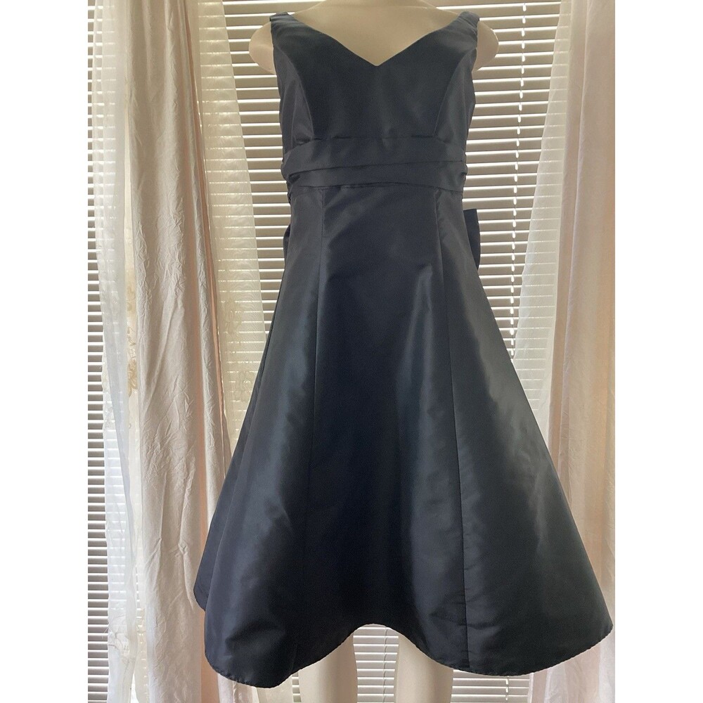Davids Bridal #DO2101 Black  Tie Back Cocktail Tea Length Formal Dress Size 6